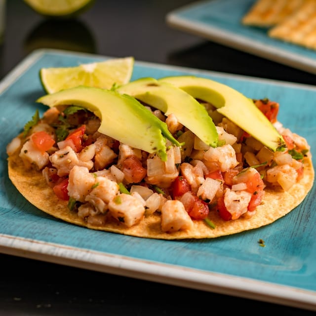 Tostada Ceviche Mahi-Mahi.